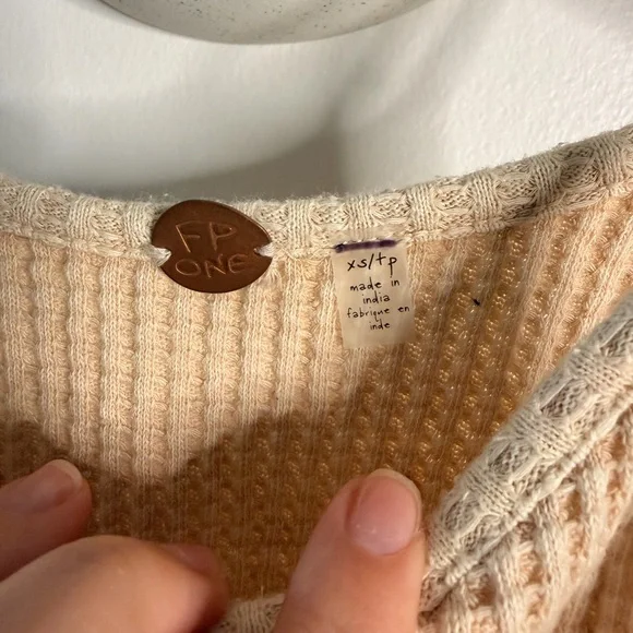 Free People One Beige Ruched Knit Mini Dress XS - Picture 3 of 3